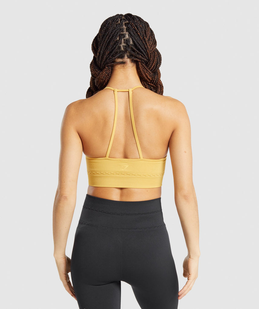 GYMSHARK STUDIO SEAMLESS SPORTS MUSTARD YELLOW LIEMENĖLĖ