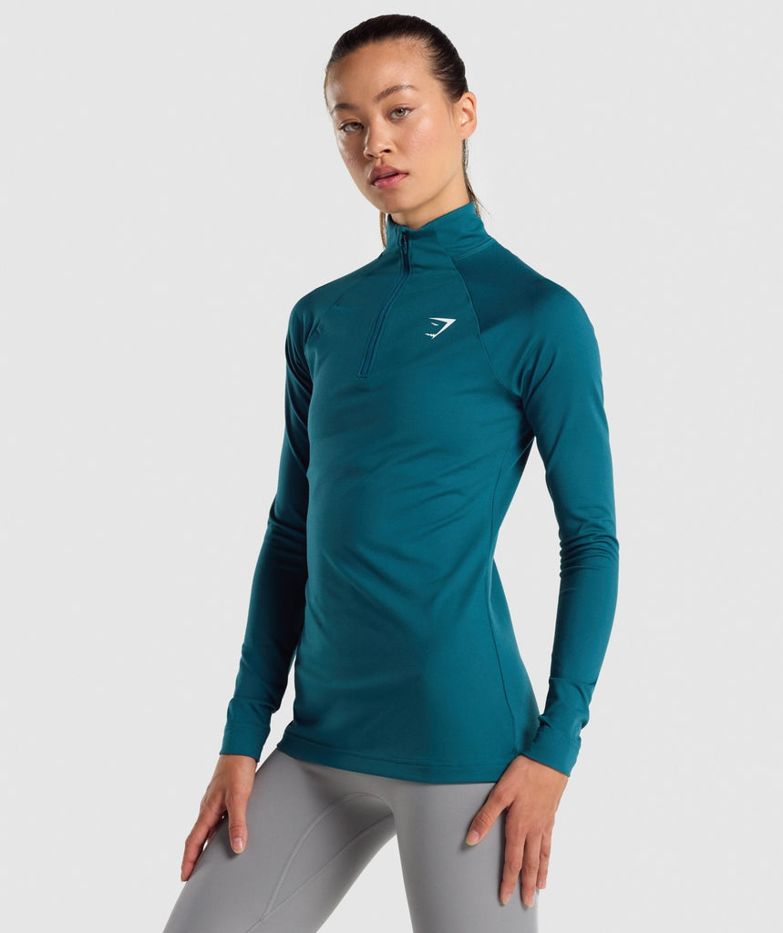 GYMSHARK TRAINING 1/4 ZIP ELECTRO BLUE DŽEMPERIS
