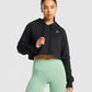 GYMSHARK TRAINING CROPPED HOODIE BLACK DŽEMPERIS