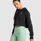 GYMSHARK TRAINING CROPPED HOODIE BLACK DŽEMPERIS
