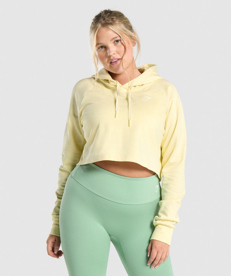 GYMSHARK TRAINING CROPPED HOODIE YELLOW DŽEMPERIS