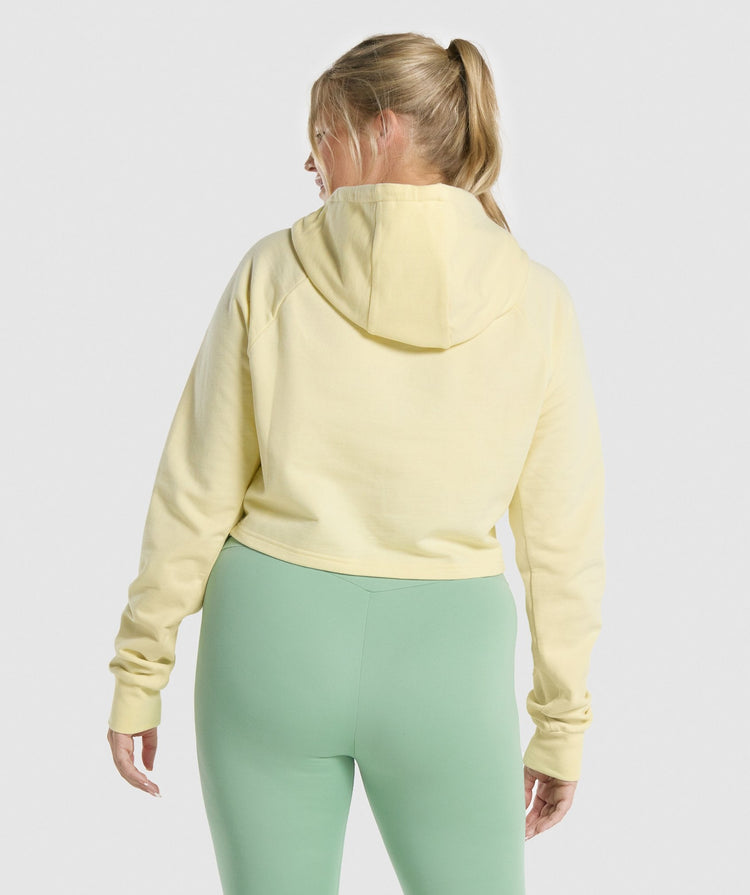 GYMSHARK TRAINING CROPPED HOODIE YELLOW DŽEMPERIS