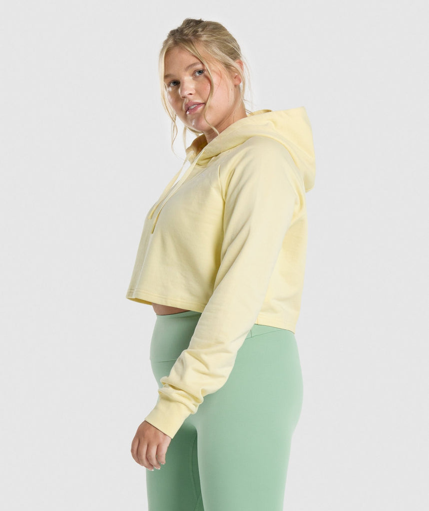 GYMSHARK TRAINING CROPPED HOODIE YELLOW DŽEMPERIS