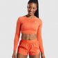 GYMSHARK TRAINING LONG SLEEVE CROP TOP ORANGE SPORTINĖ PALAIDINĖ
