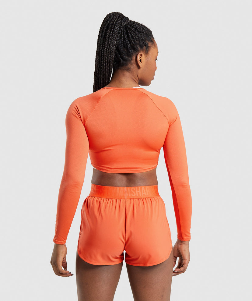 GYMSHARK TRAINING LONG SLEEVE CROP TOP ORANGE SPORTINĖ PALAIDINĖ