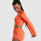 GYMSHARK TRAINING LONG SLEEVE CROP TOP ORANGE SPORTINĖ PALAIDINĖ