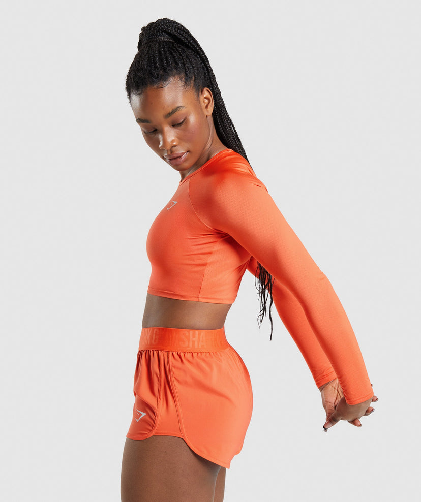 GYMSHARK TRAINING LONG SLEEVE CROP TOP ORANGE SPORTINĖ PALAIDINĖ
