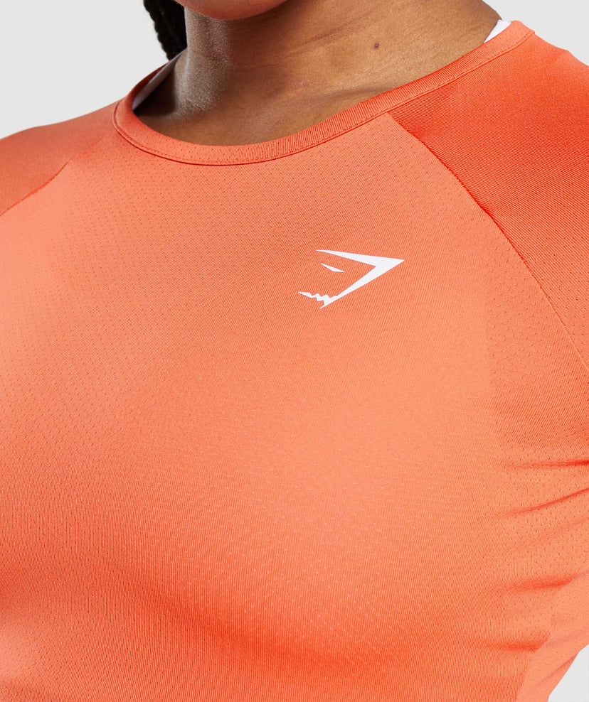 GYMSHARK TRAINING LONG SLEEVE CROP TOP ORANGE SPORTINĖ PALAIDINĖ