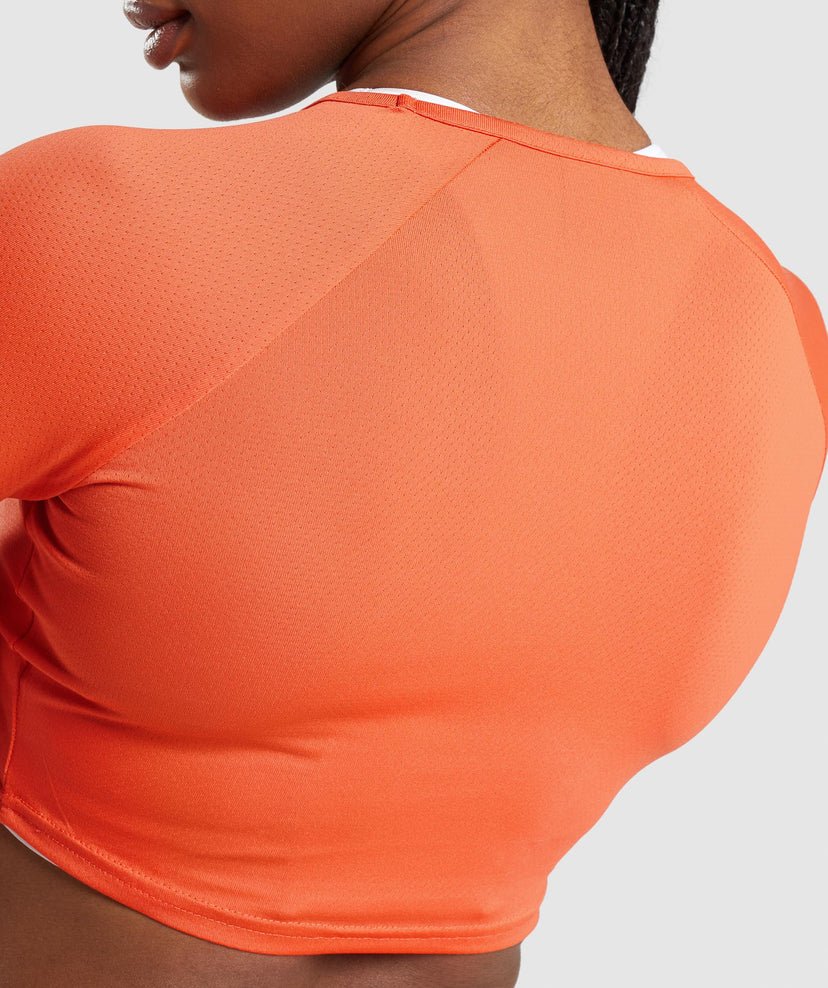 GYMSHARK TRAINING LONG SLEEVE CROP TOP ORANGE SPORTINĖ PALAIDINĖ