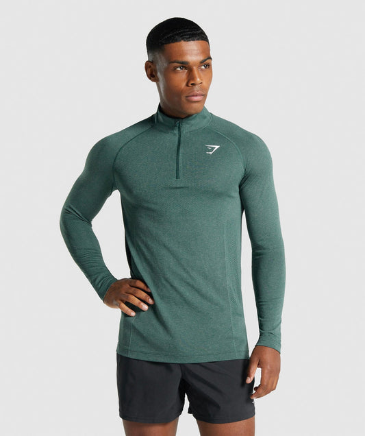 GYMSHARK VITAL LIGHT 1/4 ZIP GREEN SPORTINĖ PALAIDINĖ