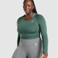 GYMSHARK VITAL SEAMLESS CROP TOP DARK GREEN SPORTINĖ PALAIDINĖ