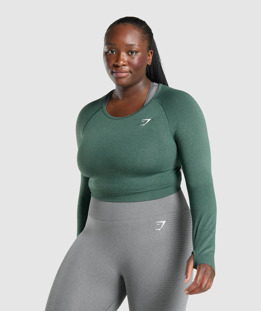 GYMSHARK VITAL SEAMLESS CROP TOP DARK GREEN SPORTINĖ PALAIDINĖ