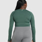 GYMSHARK VITAL SEAMLESS CROP TOP DARK GREEN SPORTINĖ PALAIDINĖ