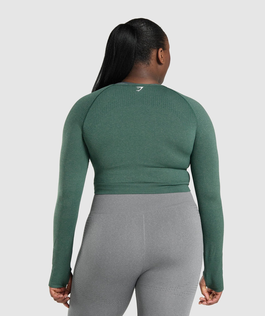 GYMSHARK VITAL SEAMLESS CROP TOP DARK GREEN SPORTINĖ PALAIDINĖ