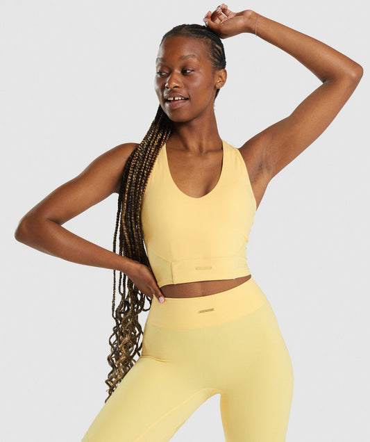 GYMSHARK WHITNEY CROP TANK YELLOW SPORTINĖ PALAIDINĖ