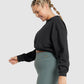 GYMSHARK WHITNEY CROPPED BLACK DŽEMPERIS