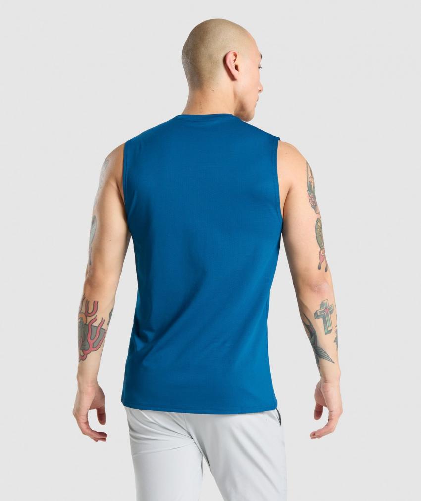 GYMSHARK ARRIVAL SLEEVELESS TEE PETROL BLUE SPORTINĖ PALAIDINĖ