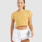 GYMSHARK LEGACY GRAPHIC CROP TEE YELLOW MARŠKINĖLIAI