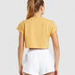GYMSHARK LEGACY GRAPHIC CROP TEE YELLOW MARŠKINĖLIAI