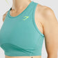 GYMSHARK PULSE CROP TANK TURQUOISE BLUE SPORTINĖ PALAIDINĖ