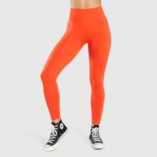 GYMSHARK FLEX SEAMLESS NEON ORANGE LEGGINGS TAMPRĖS