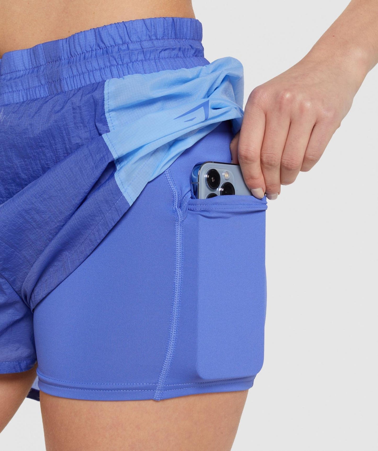 GYMSHARK PULSE 2-1 BLUE MIXED ŠORTAI