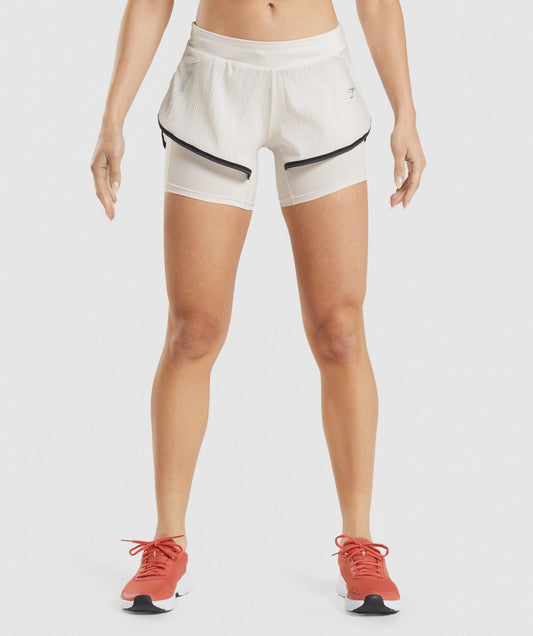 GYMSHARK SPEED 2 IN 1 SHORT WHITE ŠORTAI