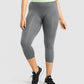 GYMSHARK FIT SEAMLESS CROPPED LEGGINGS GREY/GREEN TAMPRĖS