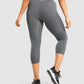 GYMSHARK FIT SEAMLESS CROPPED LEGGINGS GREY/GREEN TAMPRĖS