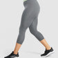 GYMSHARK FIT SEAMLESS CROPPED LEGGINGS GREY/GREEN TAMPRĖS