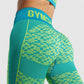 GYMSHARK WTFLEX SEAMLESS HIGH WAISTED BLUE/NEON GREEN TAMPRĖS
