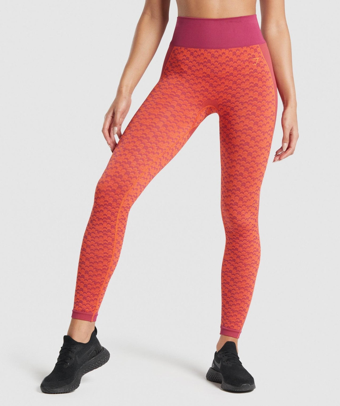 GYMSHARK WTFLEX SEAMLESS HIGH WASTED ORANGE/RED MIX TAMPRĖS