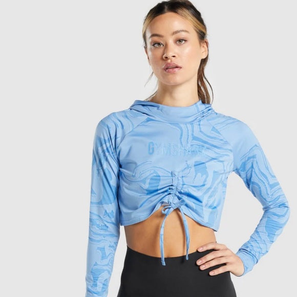 GYMSHARK POWER PULLOVER BLUE PRINT SPORTINĖ PALAIDINĖ