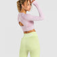 GYMSHARK FLEX SPORTS LONG SLEEVE CROP TOP PINK MARL SPORTINĖ PALAIDINĖ