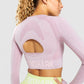 GYMSHARK FLEX SPORTS LONG SLEEVE CROP TOP PINK MARL SPORTINĖ PALAIDINĖ