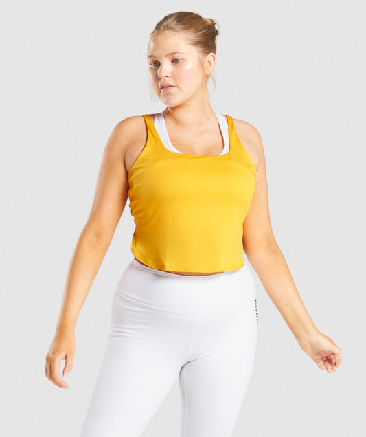 GYMSHARK PULSE CROP TOP YELLOW SPORTINĖ PALAIDINĖ