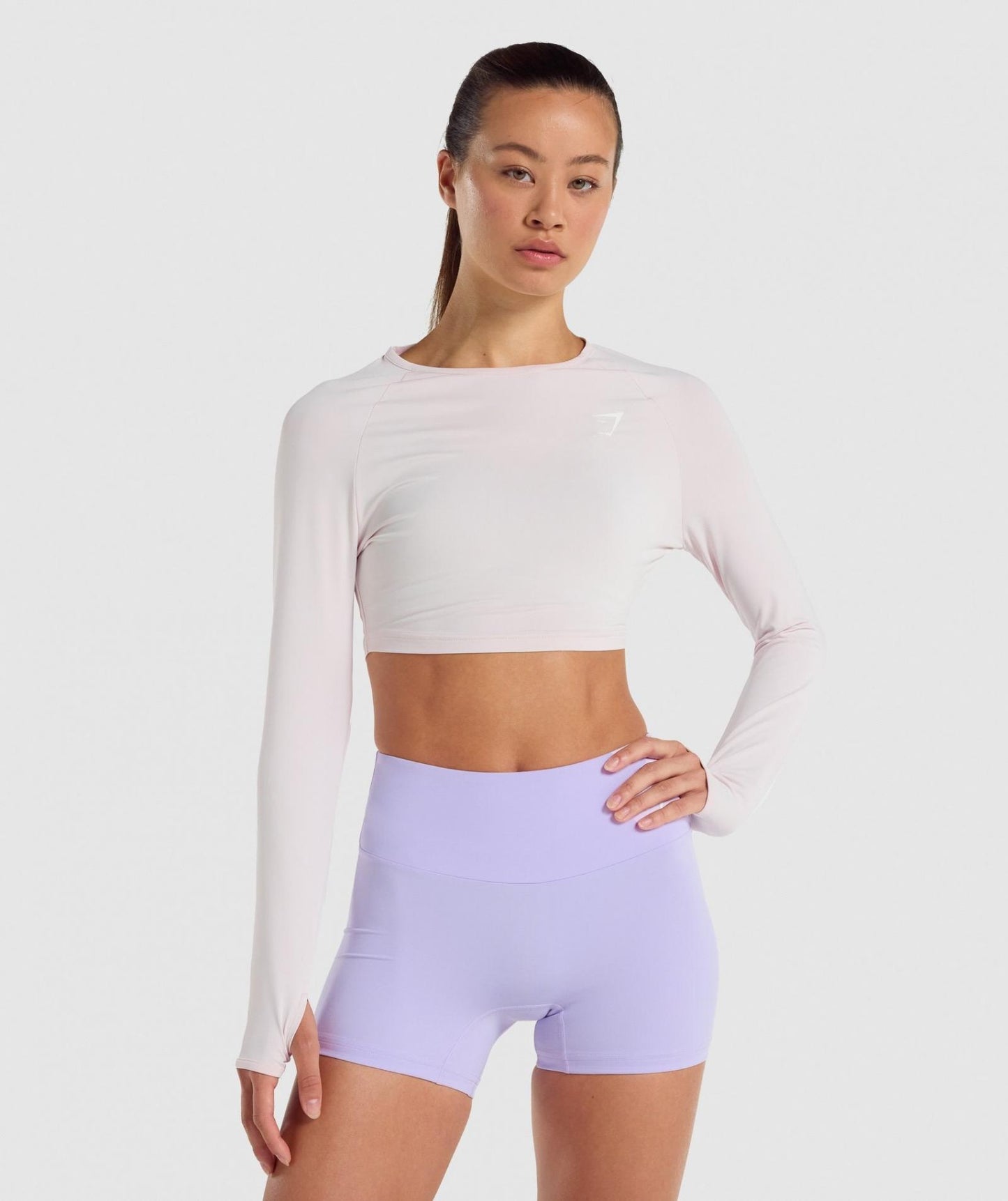 GYMSHARK TRAINING LONG SLEEVE CROP TOP CREAM SPORTINĖ PALAIDINĖ