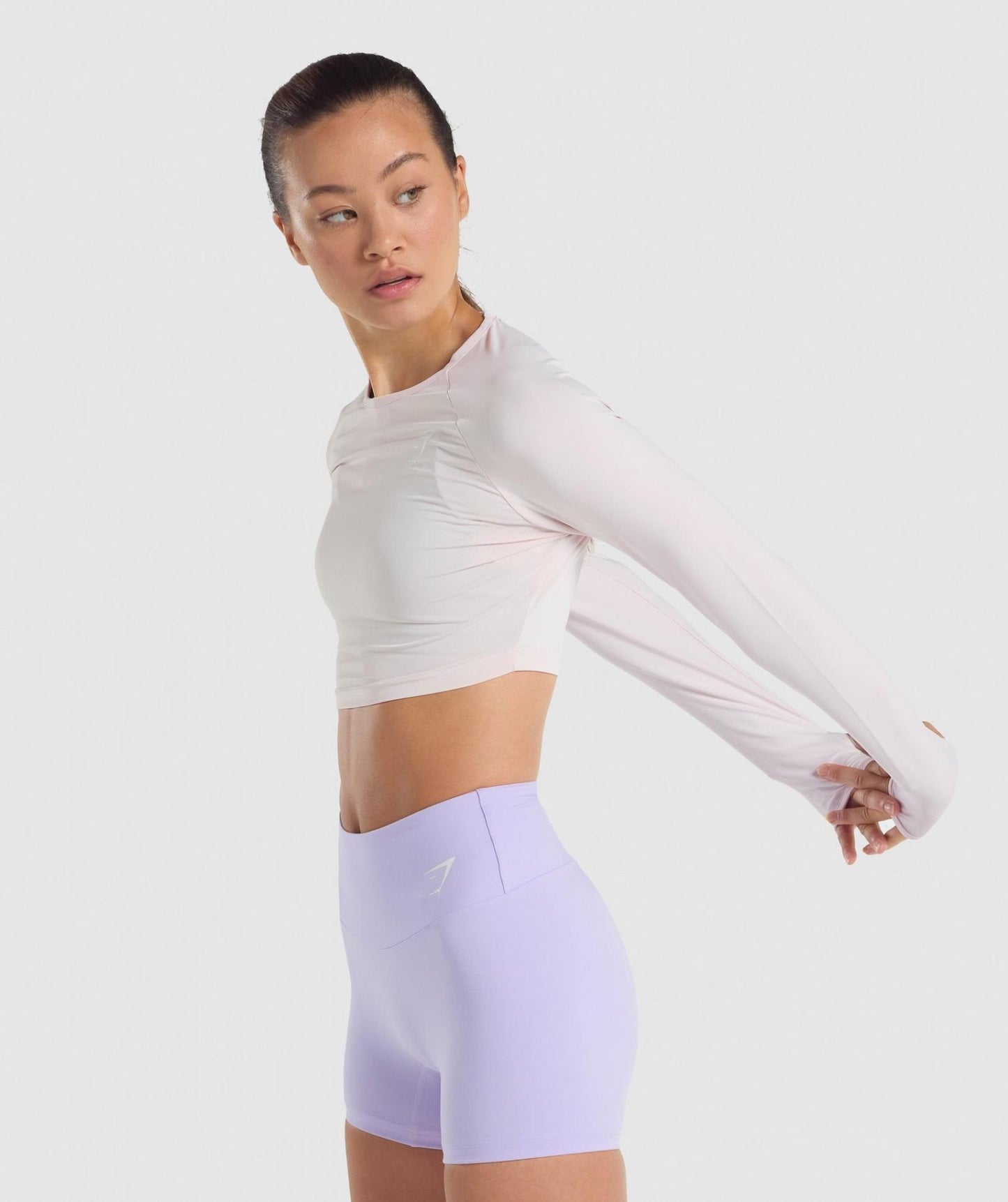 GYMSHARK TRAINING LONG SLEEVE CROP TOP CREAM SPORTINĖ PALAIDINĖ