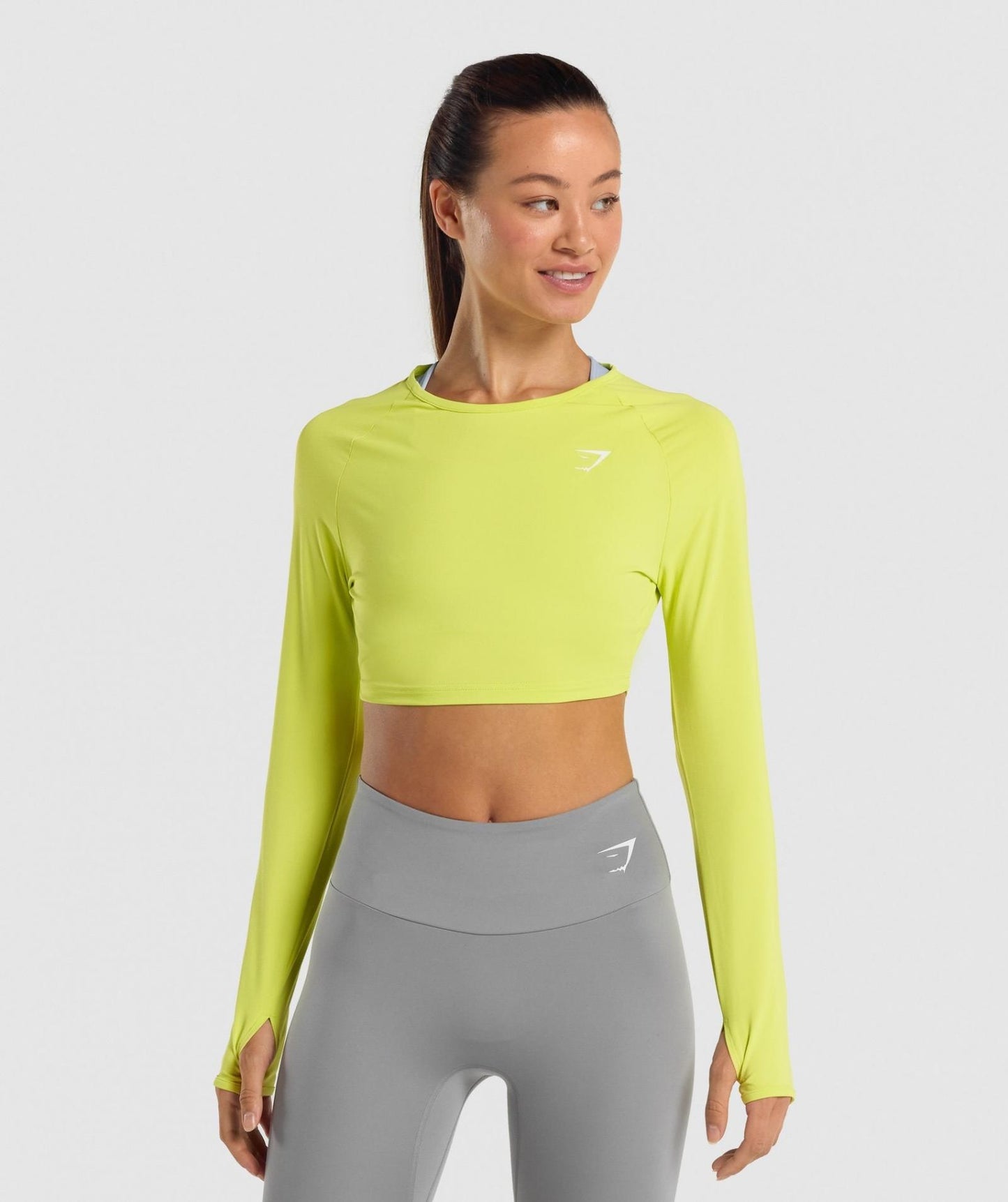 GYMSHARK TRAINING LONG SLEEVE CROP TOP YELLOW SPORTINĖ PALAIDINĖ