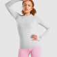 GYMSHARK VITAL SEAMLESS 2.0 LONG SLEEVE TOP LIGHT GREY SPORTINĖ PALAIDINĖ