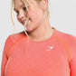 GYMSHARK VITAL SEAMLESS LONG SLEEVE TOP ORANGE MARL SPORTINĖ PALAIDINĖ