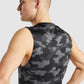 GYMSHARK ARRIVAL SLEEVELESS BLACK PRINTED SPORTINĖ PALAIDINĖ
