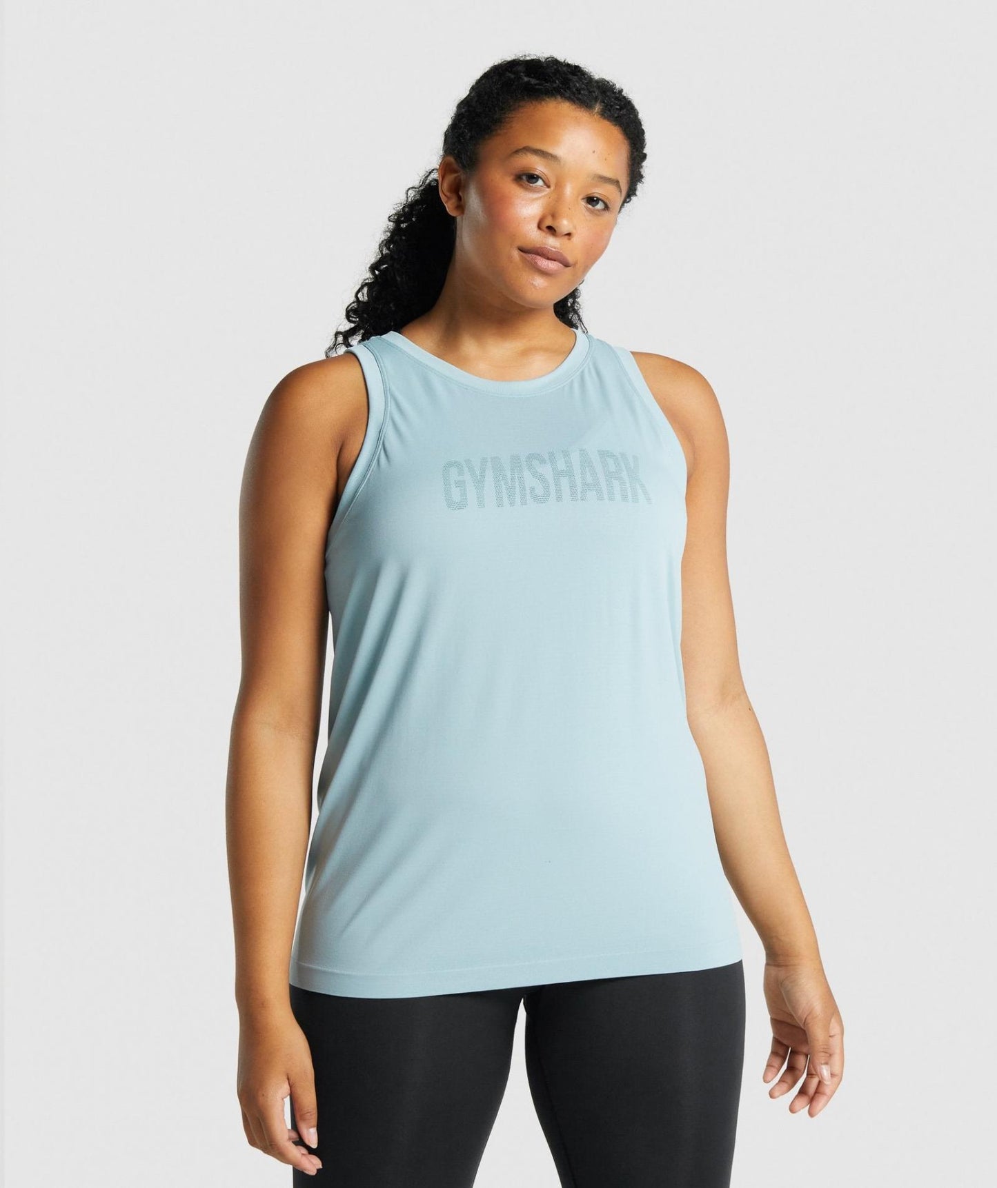 GYMSHARK FIT SEAMLESS LOOSE TANK BLUE SPORTINĖ PALAIDINĖ