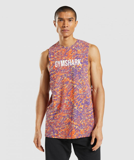 GYMSHARK ANIMAL PRINT DROP ARM TANK LIGHT MIXED PRINT SPORTINĖ PALAIDINĖ