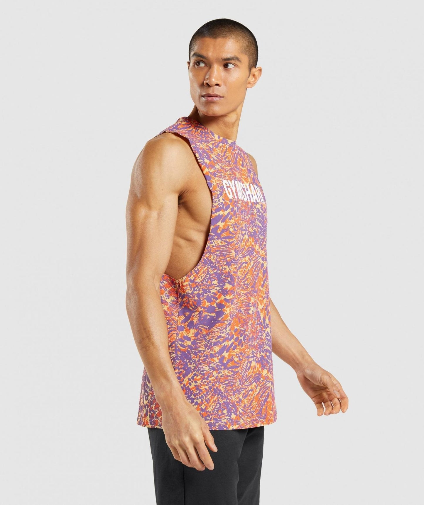 GYMSHARK ANIMAL PRINT DROP ARM TANK LIGHT MIXED PRINT SPORTINĖ PALAIDINĖ