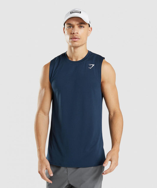 GYMSHARK ARRIVAL SLEEVELESS NAVY SPORTINĖ PALAIDINĖ