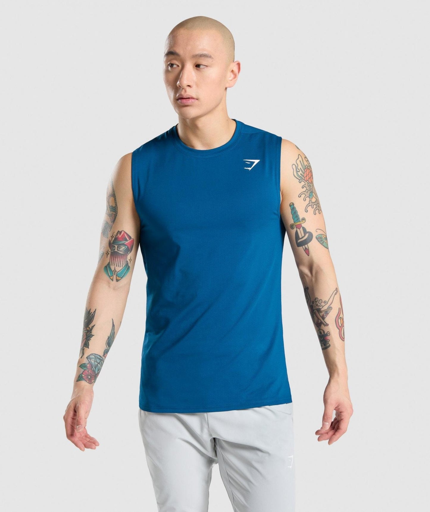 GYMSHARK ARRIVAL SLEEVELESS TEE PETROL BLUE SPORTINĖ PALAIDINĖ