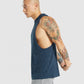 GYMSHARK MICRO PRINT DROP ARM TANK NAVY BLUE PRINT SPORTINĖ PALAIDINĖ