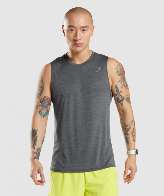 GYMSHARK SPEED TANK BLACK/GREY SPORTINĖ PALAIDINĖ