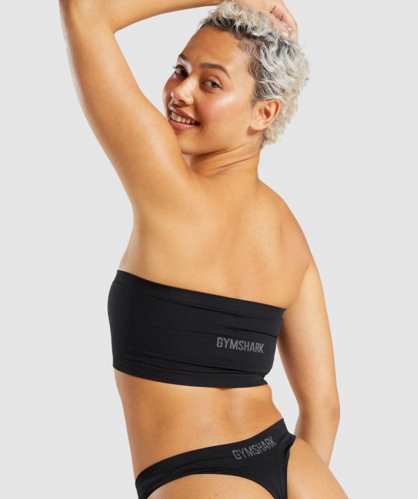 GYMSHARK SEAMLESS BANDEAU BLACK LIEMENĖLĖ